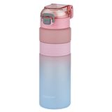 Vagonlife Çift Renk 800ml Kaydırmaz Silikon Gövde Rahat İçim-Pipetsiz- Motivasyon Su Matarası PEMBE