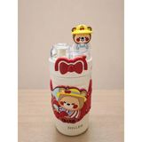 Vagonlife D9363 Kırmızı Ayı Paslanmaz Çelik Desenli Termos 490 ml