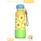 Vagonlife Desenli 550 ml Pipetli Sızdırmaz Paslanmaz Çelik Termos Matara El Askılı Bpa Içermez 550ML 1105FF - Sarı