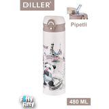 Vagonlife Dıller 480 ml Pipetli Paslanmaz Çelik Termos Vacum Cup Kilitli Kapak -FFDILLERD9248