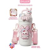Vagonlife Diller 490 ML Tek Kapak Çift Kullanım Pipetli Termos, Pembe