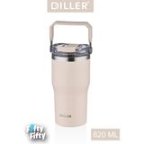 Vagonlife Dıller 620 ml Tek Kapak Çift Kullanım Pipetli/pipetsiz Taşıma Kulplu Mug/çelik TERMOS-FFDILLERD9168 - Krem