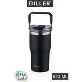 Vagonlife Dıller 620 ml Tek Kapak Çift Kullanım Pipetli/pipetsiz Taşıma Kulplu Mug/çelik TERMOS-FFDILLERD9168 - Siyah