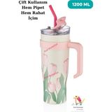 Vagonlife Dıller Pipetli Yalıtımlı Kahve Kupası 1200ML 12 Saate Kadar Sıcak/soğuk Bardak Gövdeli Termos