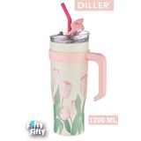 Vagonlife Dıller Quencher Cup 1200 ml Pipetli/rahat Içim Kulplu Paslanmaz Çelik Termos -FFDILLERD9120