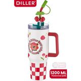Vagonlife Dıller Quencher Cup 1200 ml Pipetli/rahat Içim Kulplu Paslanmaz Çelik Termos -FFDILLERD9221