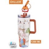 Vagonlife Dıller Quencher Cup 1200 ml Pipetli/rahat Içim Kulplu Paslanmaz Çelik Termos -FFDILLERD9222