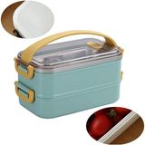 Vagonlife Enjoy Eating Lunch Box Iki Katlı Paslanmaz Çelik Kolay Kilitlenir Sefer Tası – 1400 ml - Açık Yeşil