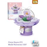 Vagonlife FFLZ-1297 Ledli Mor Dekoratif ve Koleksiyonluk Çiçek Buketi 272 Parça Yapım Seti