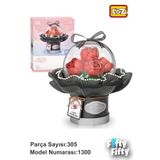 Vagonlife FFLZ-1300 Ledli Kırmızı Dekoratif ve Koleksiyonluk Çiçek Buketi 305 Parça Yapım Seti