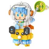 Vagonlife FFLZ-8827 LOZ Micro Block Serisi Mavi Astronot 390 Parça Oyuncak Yapım Seti