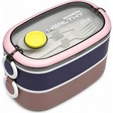 Vagonlife Içi Çelik 2 Katlı Saklama Kabı 900 ml VGN6729 - Pembe