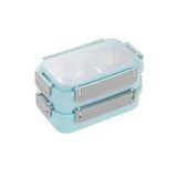 Vagonlife Lunch Box 1200 ml Iki Kat Üç Bölme Paslanmaz Çelik-Metal KAŞIKLI-FFLBOX2215 - Turkuaz