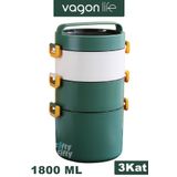 Vagonlife Lunch Box 3 Katlı Büyük Boy 1800 ML Ofis-Okul İçin Yeni Nesil Sefer Tası-FFLBOX3KAT1800ML