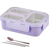 Vagonlife Lunch Box 620 ML Tek Kat Üç Bölmeli Metal Kaşıklı Yeni Nesil Sefer Tası-FFLBOX7097 Mor