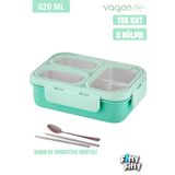 Vagonlife Lunch Box 620 ML Tek Kat Üç Bölmeli Metal Kaşıklı Yeni Nesil Sefer Tası-FFLBOX7097