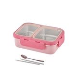 Vagonlife Lunch Box 700 ml Tek Kat Iki Bölmeli Metal Kaşıklı Yeni Nesil Sefer TASI-FFLBOX7096 - Pembe