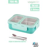 Vagonlife Lunch Box 700 ML Tek Kat İki Bölmeli Metal Kaşıklı Yeni Nesil Sefer Tası-FFLBOX7096