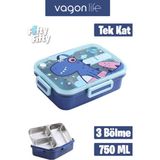 Vagonlife Lunch Box 750 ml (Sızdırmaz,karışmaz Üç Bölmeli) Yeni Nesil Sefer TASI-FFLBOX50555 - Lacivert