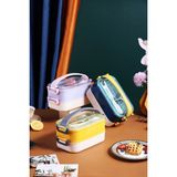 Vagonlife Lunch Box Ofis Okul Için Taşınabilir Çelik Sefer Tası Yemek Kutusu - Mavi