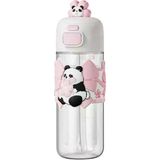 Vagonlife Panda Figürlü Pipetli Suluk 600Ml-Pembe