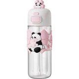 Vagonlife Panda Figürlü Pipetli Suluk 600ML - Renkli