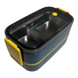 Vagonlife Paslanmaz Çelik 3 Bölmeli Yemek Kabı 2 Katlı - Lunch Box BL50002-2 1400ML - Mavi