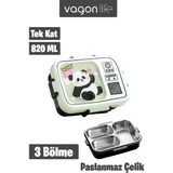Vagonlife Paslanmaz Çelik Desenli Beslenme Kutusu - 820 ml Renkli ve Eğlenceli Çocuk Beslenme Kabı - Beyaz