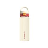 Vagonlife Paslanmaz Çelik Su Matarası - 550 ml Tek Kapak Çift Kullanım Taşıma Kulplu Termos (Ekru)