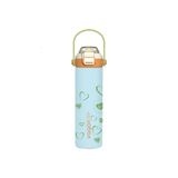 Vagonlife Paslanmaz Çelik Su Matarası - 600 ml Tek Kapak Çift Kullanım Taşıma Kulplu Termos (Mavi)