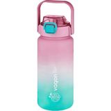 Vagonlife Pembe-Turkuaz 1500ML Softtouch Motivasyon Matarası Çift Renk BPA İçermez VGN2213-T