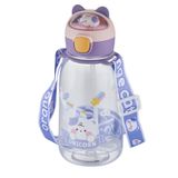 Vagonlife Pipetli 760 ML Boyun Askılı Çocuk Su Matarası 3D Hayvan Figürlü-FFVGN2021-760ML Mor