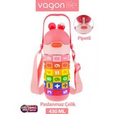 Vagonlife Pipetli Çelik Matara Pembe 430 ml
