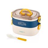 Vagonlife Portable Lunch Box İki Katlı Paslanmaz Çelik Kolay Kilitlenir Sefer Tası – 1900 Ml (Lacivert)
