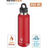 Vagonlife Revomax 592 ml Büyük Kapasiteli Özel Kapak Sistemli 18SAAT Sıcak/36 Saat Soğuk Çelik Termos -592ML - Kırmızı