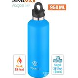Vagonlife Revomax 950 ml Büyük Kapasiteli Özel Kapak Sistemli 18SAAT Sıcak/36 Saat Soğuk Çelik Termos -950ML - Mavi