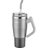 Vagonlife Rotate Handle Tumbler Cup 0.94ML/34OZ Pipetli/rahat Içim Vakumlu Paslanmaz Çelik TERMOS-FFVGN1007-950ML - Silver