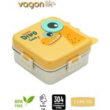 Vagonlife - Süper Dino Üç Bölmeli + Sos Kaseli Yeni Nesil Çocuk Beslenme Kutusu - Lunch Box 1190 Ml. - Sarı
