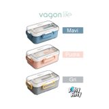 Vagonlife Tek Kat Çift Bölme Bento Lunch Box Ofis-Okul Için Yeni Nesil Sefer Tası Paslanmaz Çelik 588 001 cok-renkli