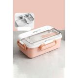 Vagonlife Tek Kat Çift Bölme Bento Lunch Box Ofis-Okul Için Yeni Sefer Tası Paslanmaz Çelik 588 Pudr