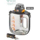 Vagonlife Tkk 1000 ml Çift Kullanım Pipetli rahat Içim Bpa Içermeyen Askılı Tritan Su Matarası FFTKK1022 1000 - Siyah