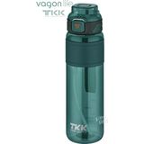 Vagonlife Tkk 1000 ml Çift Kullanım Pipetli/rahat Içim Bpa Içermeyen Taşıma Askılı Tritan Su Matarası FFTKK1020-1000 - Yeşil