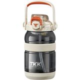 Vagonlife Tkk 1200ML Büyük Boy Yeni Koleksiyon Pipetli/pipetsiz Kullanım Boyun Askılı Kulplu Tritan Su Matara - Beyaz