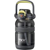 Vagonlife Tkk 1200ML Büyük Boy Yeni Koleksiyon Pipetli/pipetsiz Kullanım Boyun Askılı Kulplu Tritan Su Matara - Gri