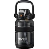 Vagonlife Tkk 1200ML Büyük Boy Yeni Koleksiyon Pipetli/pipetsiz Kullanım Boyun Askılı Kulplu Tritan Su Matara - Siyah