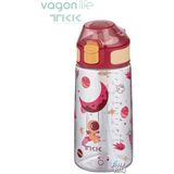 Vagonlife Tkk 500 ml Desenli Kalın Isırılamaz Pipetli Bpa Içermeyen Tritan Su Matarası FFTKK3002-500ML - Kırmızı
