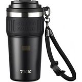 Vagonlife Tkk Yeni Koleksiyon 630ML Pipetli / Pipetsiz Kullanım Askılı Paslanmaz Çelik Termos Kahve Mug Matara - Mat Siyah