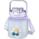 Vagonlife Tritan 1100 ml Çocuk Askılı Pipetli Pipetsiz Kullanım Su Matarası Çıkartma Hediyeli - Açk Mor