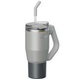 Vagonlife Tumbler 950 ml Pipetli Pipetsiz Kullanım Fonksiyonel Kulplu Paslanmaz Gri Çelik Termos