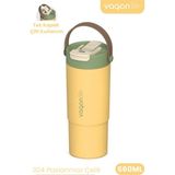 Vagonlife Tumbler Mug 660 ml Tek Kapak Çift Kullanım Pipetli Rahat Içim Kulplu Paslanmaz Çelik Termos 1102-660ML - Sarı